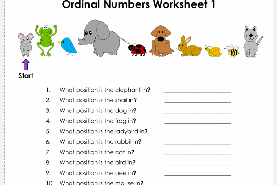 Ordinal Numbers Read And Match 1 Ezpzlearn Worksheets Library