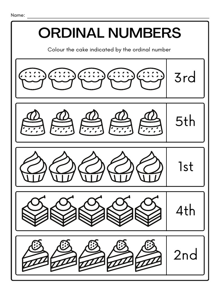 Ordinal Numbers Worksheet PDF Worksheets Library