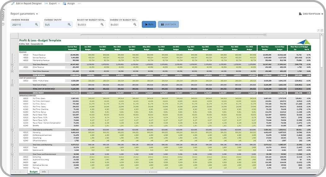 P L Budget Template P L Budget Template