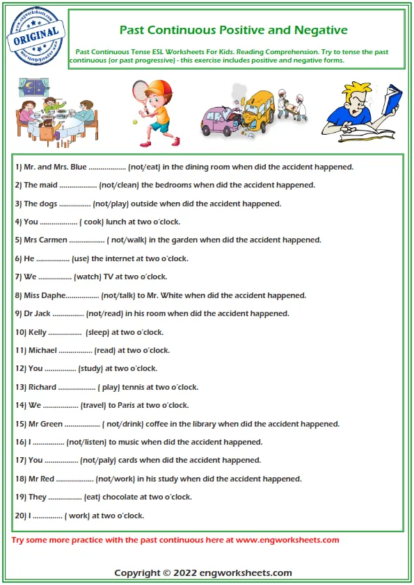 Past Continuous Tense Exercises Free Printable Past Continuous Tense 