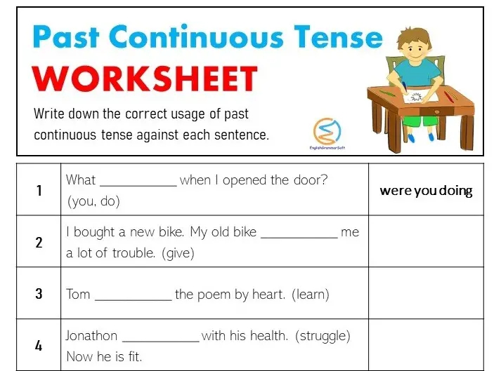 Past Continuous Tense Worksheet With Answers EnglishGrammarSoft