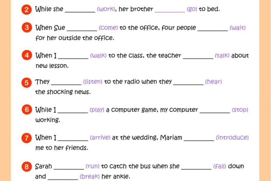 Past Simple Continuous Tense Worksheet For English Practice