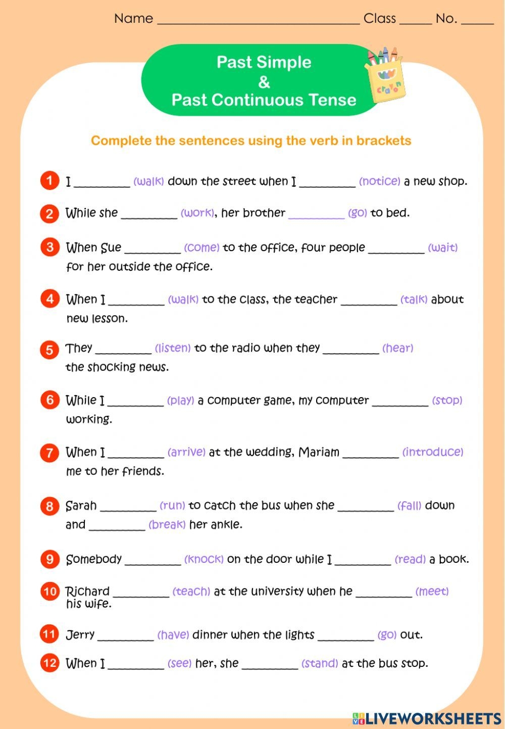 Past Simple Continuous Tense Worksheet For English Practice