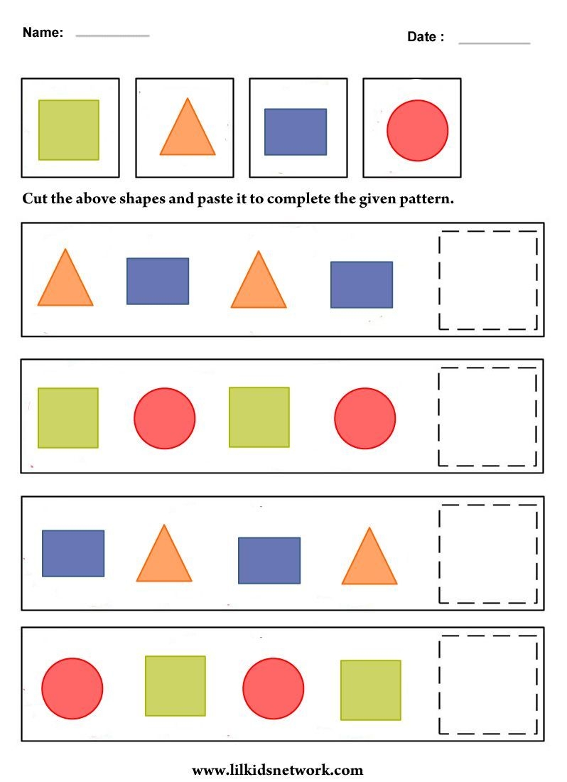 Pattern Worksheet For Preschool