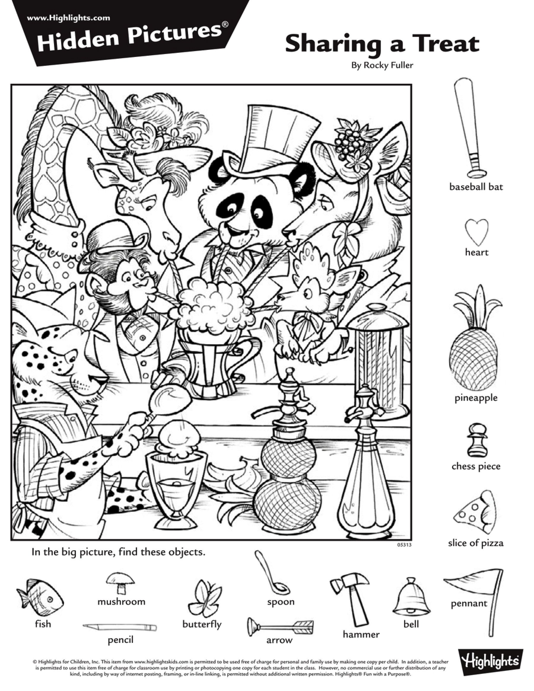 Pdf Free Printable Hidden Pictures Worksheets