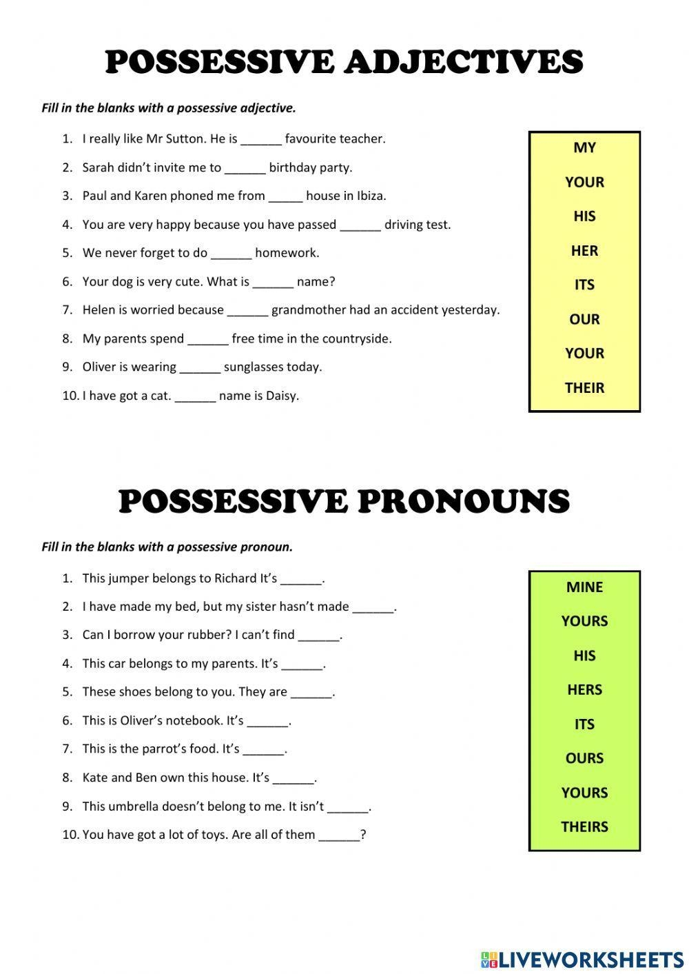 Possessives Worksheet 2 Skoolon Worksheets Library