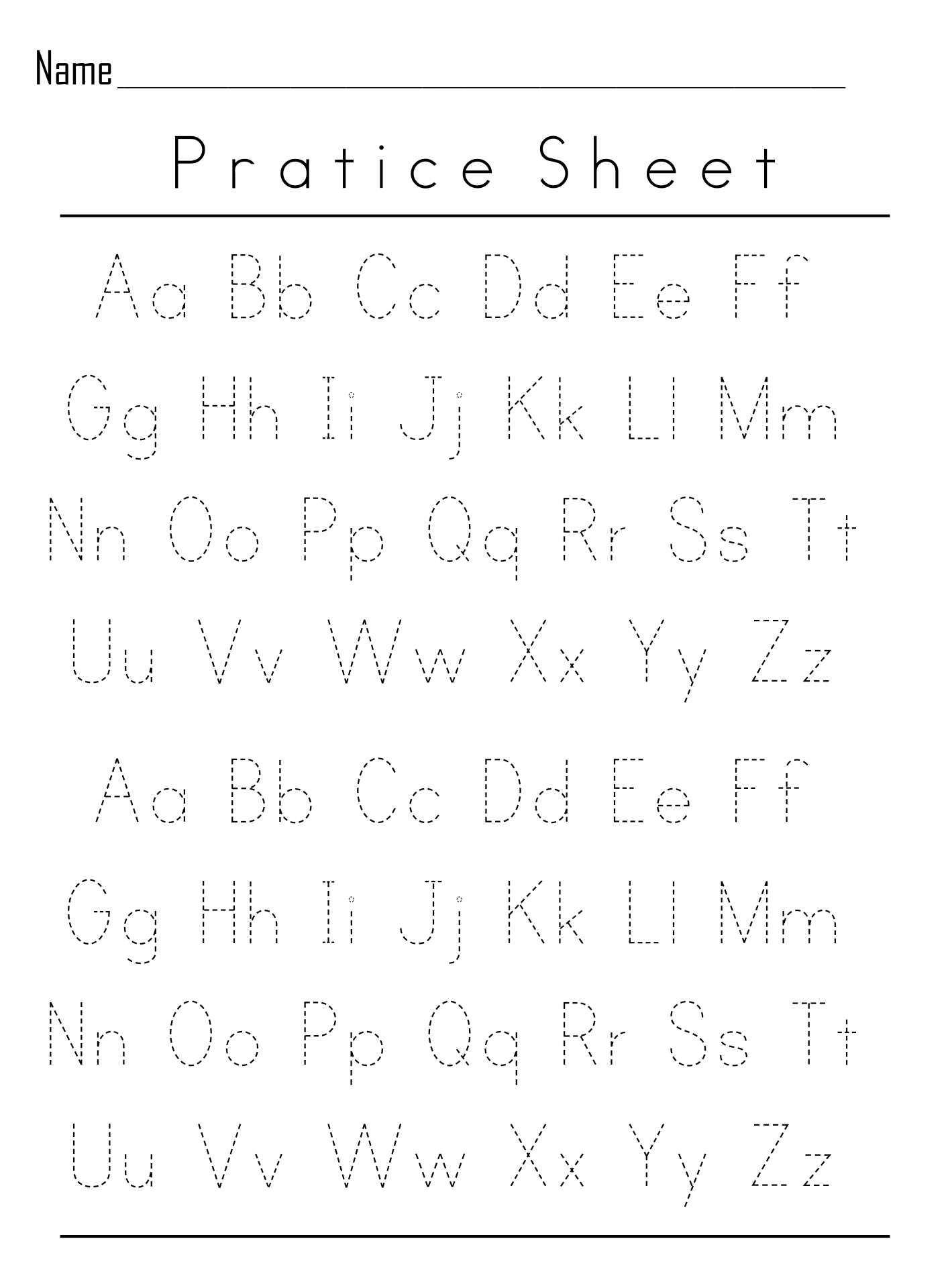 Practice Handwriting Sheets For Kindergarten