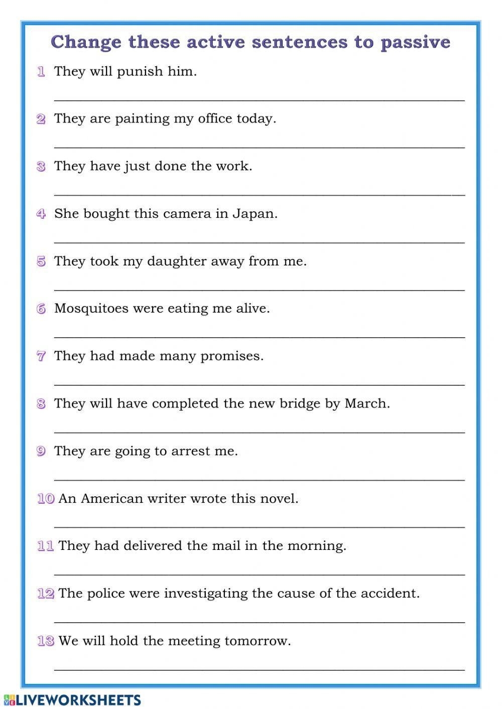 Practice Passive Voice Free Worksheet For Effective Writing Skills