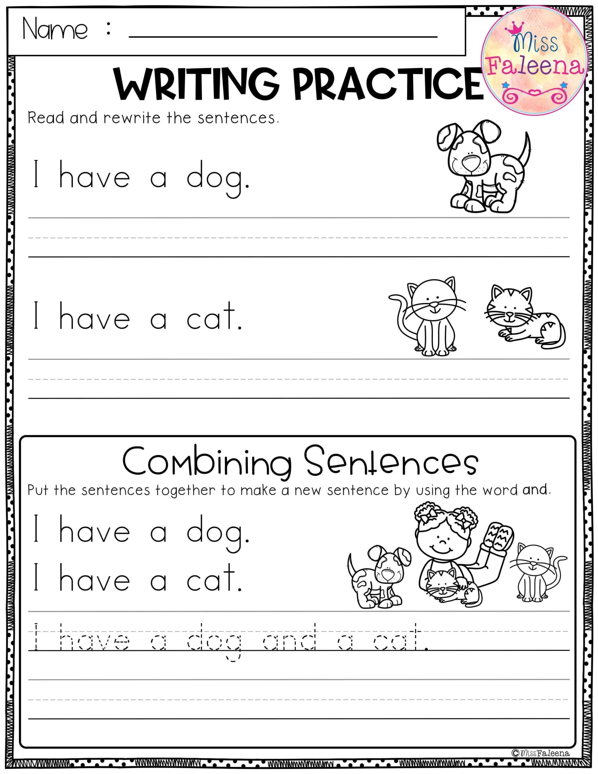 Practice Writing Sentences Worksheets