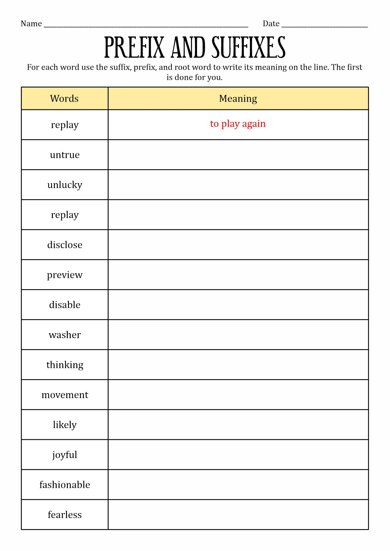 Prefix And Suffix Worksheet For Class 4 Prefix And Suffix Worksheet For Class 4