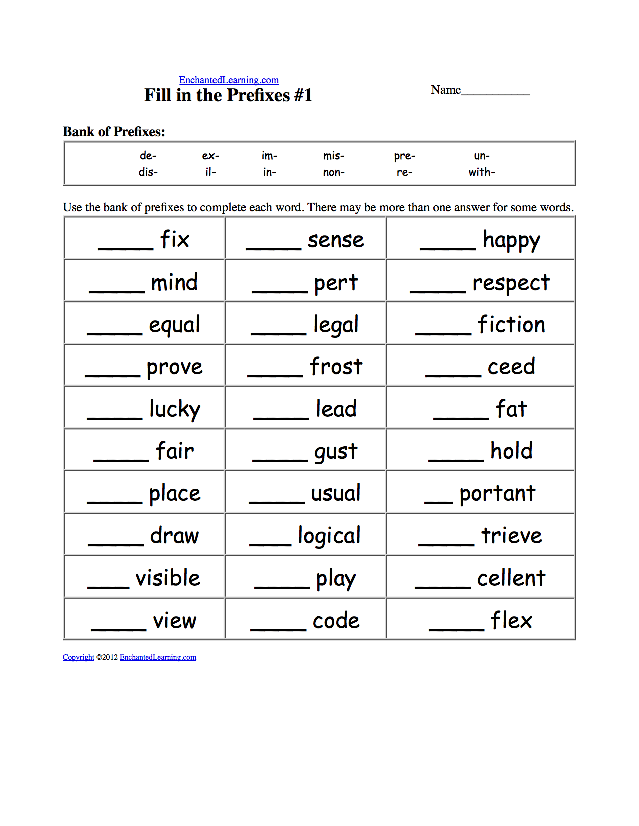 Prefix And Suffix Worksheets Grade 9