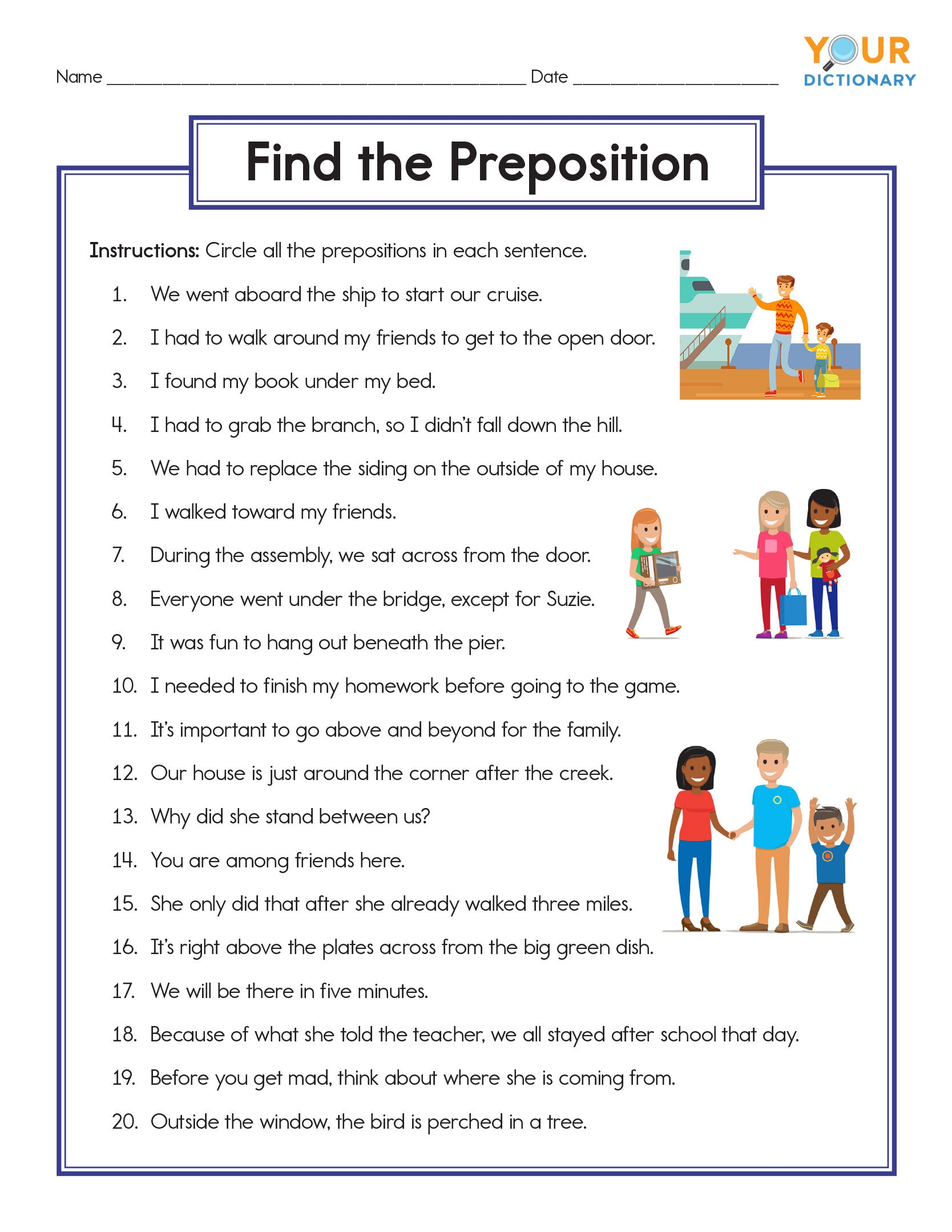 Preposition Practice Worksheet Preposition Worksheets