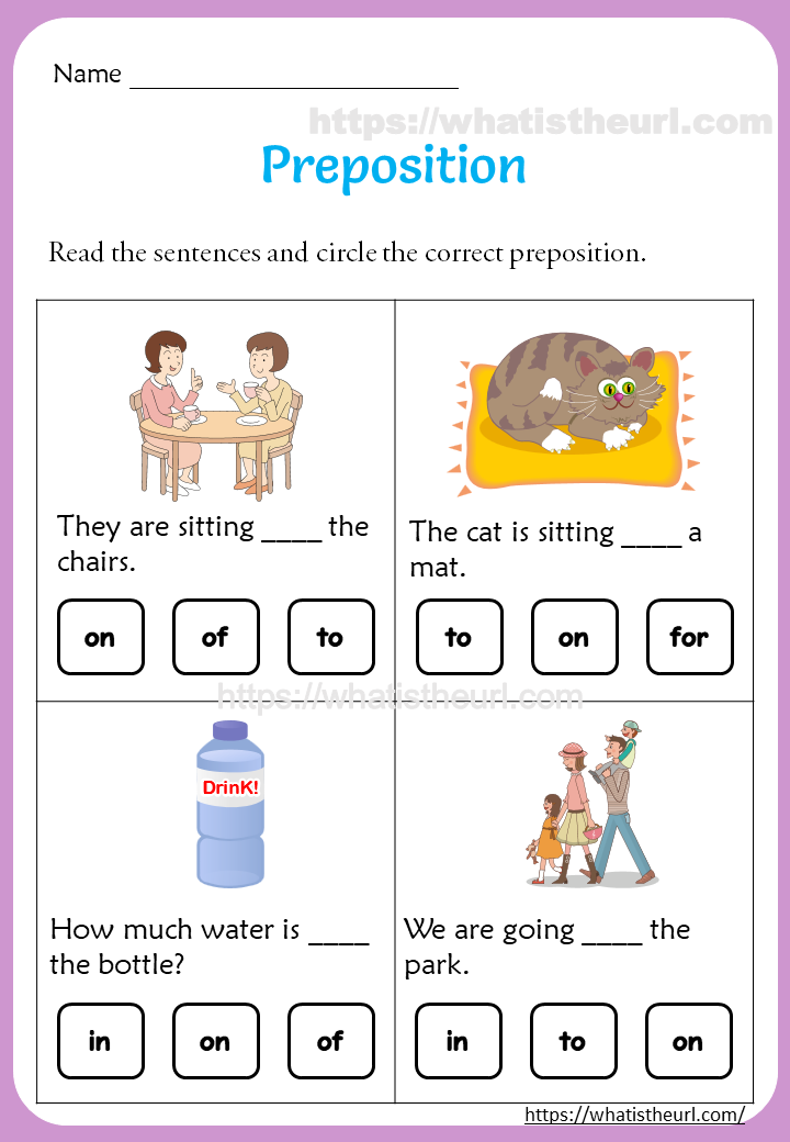 Preposition Worksheet With Answers