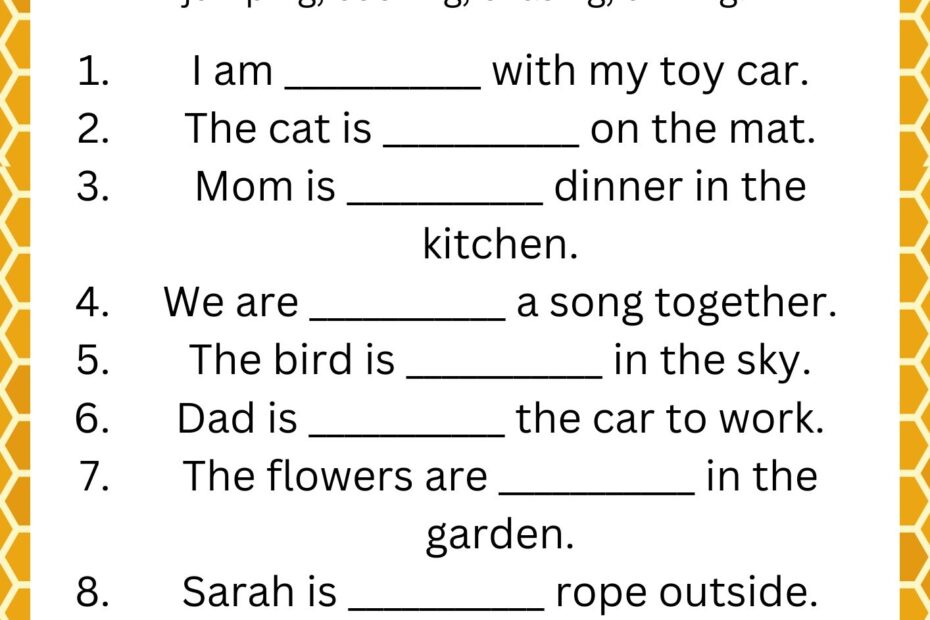 Present Continuous Tense Worksheet For Grade 1