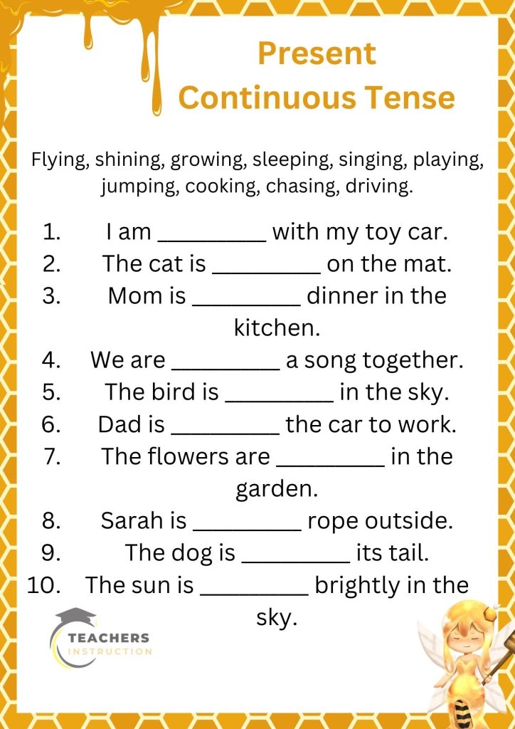 Present Continuous Tense Worksheet For Grade 1