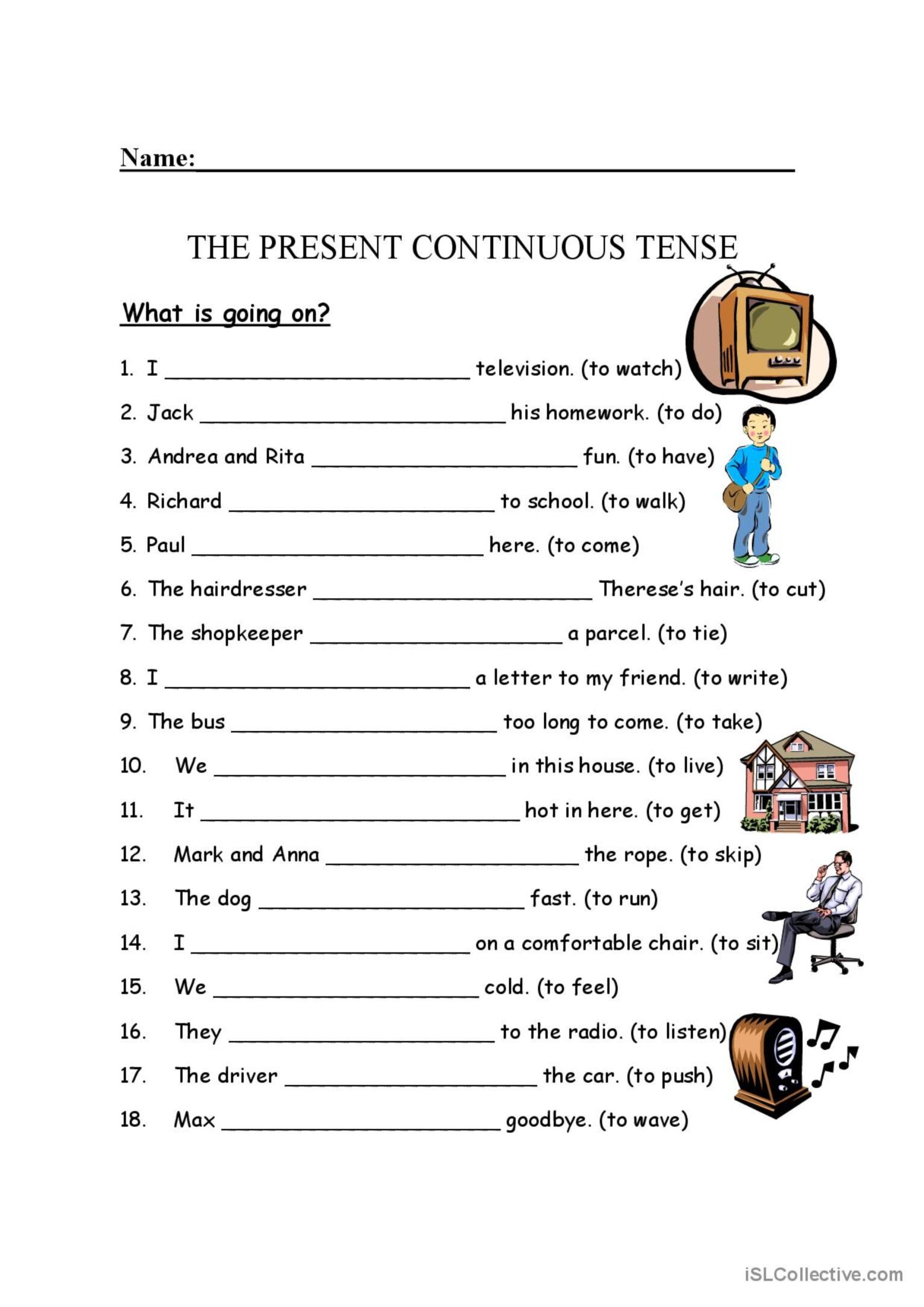 Present Continuous Worksheet Past Tense Worksheet Present Continuous 