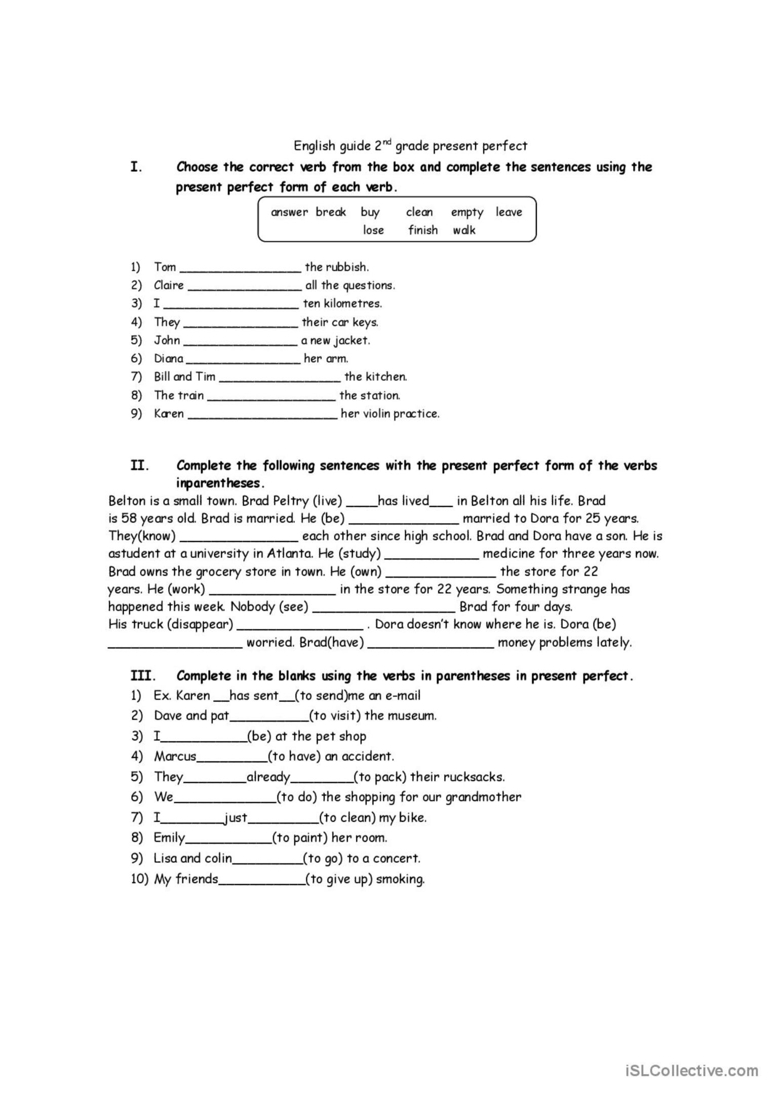Present Perfect Worksheet English ESL Worksheets Pdf Doc
