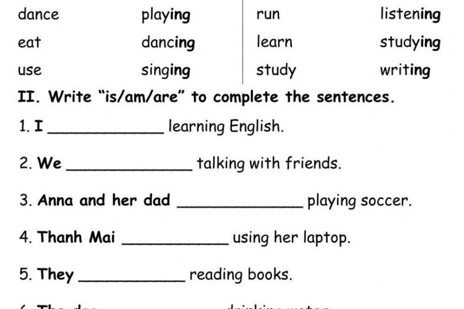 Present Progressive 3 PDF Worksheets Library