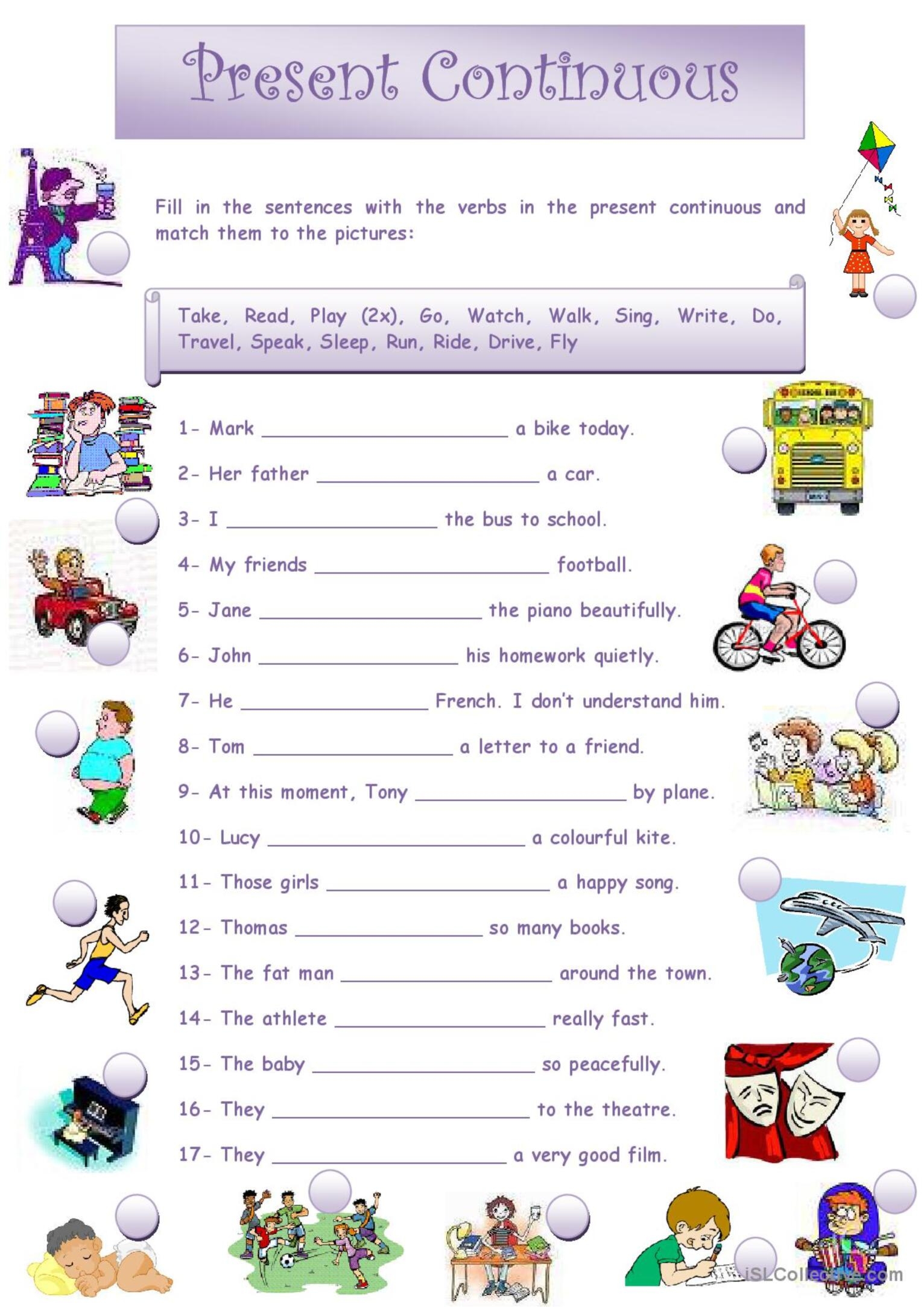 Present Simple Present Continuous Worksheets Pdf