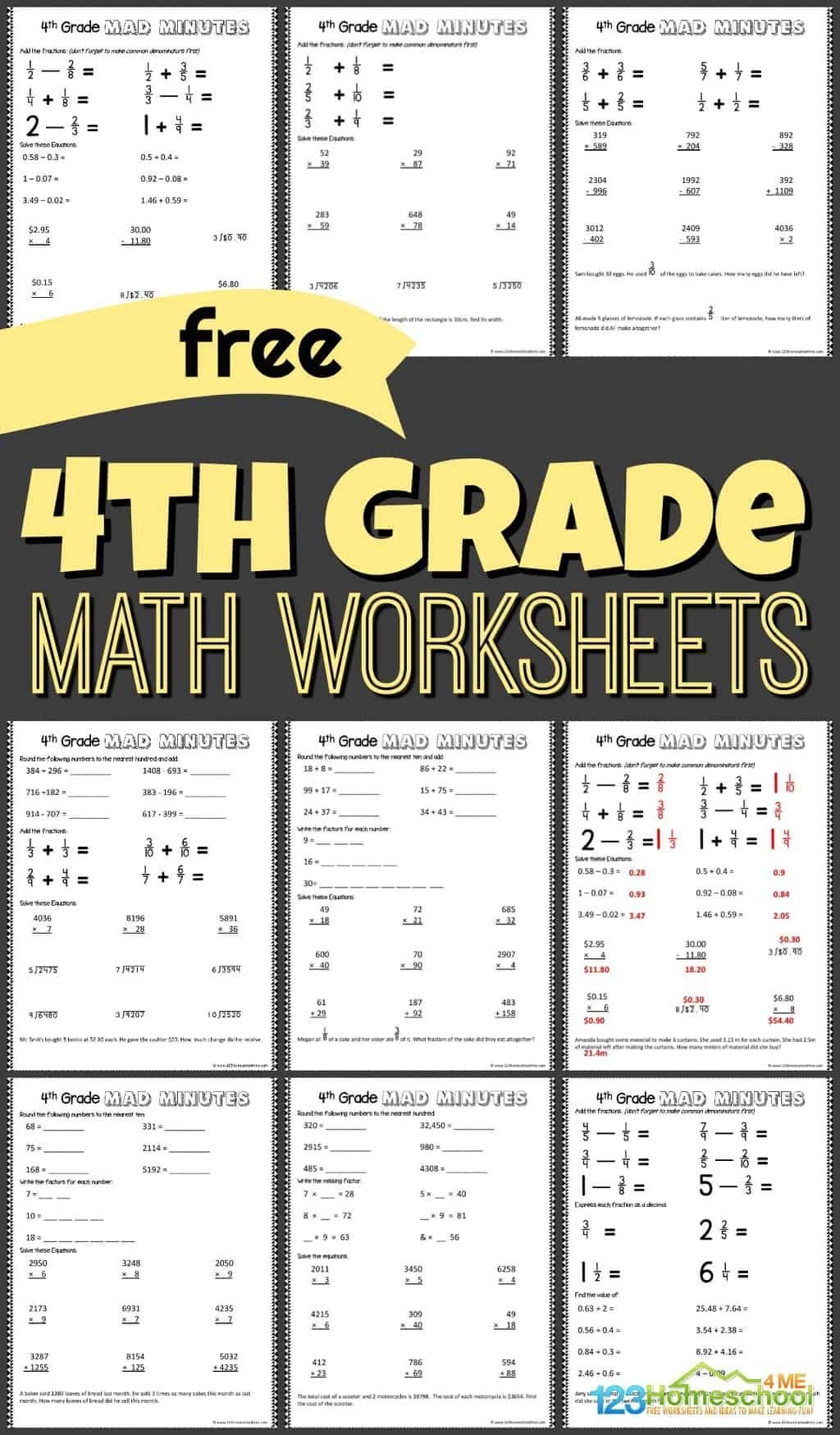 Printable 4Th Grade Math Worksheets