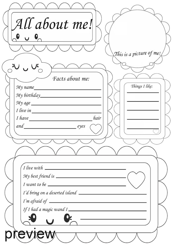 PRINTABLE All About Me Worksheet Printable Activity For 43 OFF