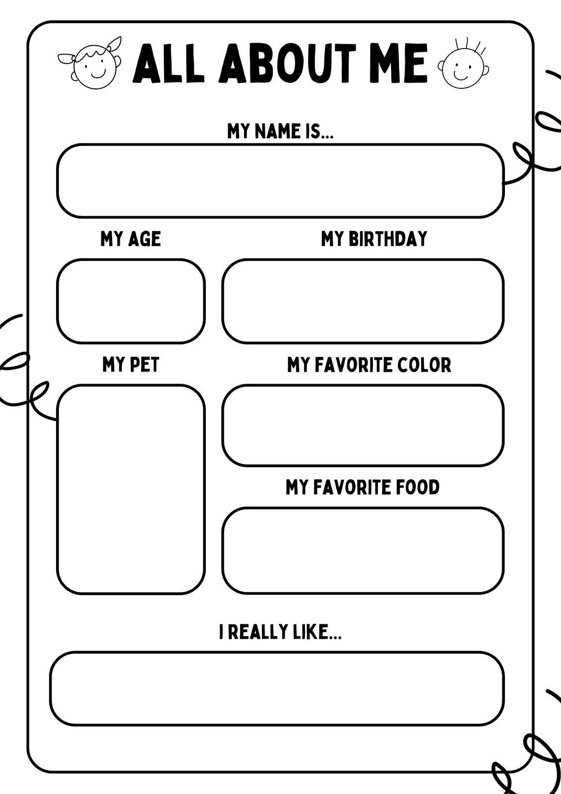 PRINTABLE All About Me Worksheet Printable Activity For 43 OFF