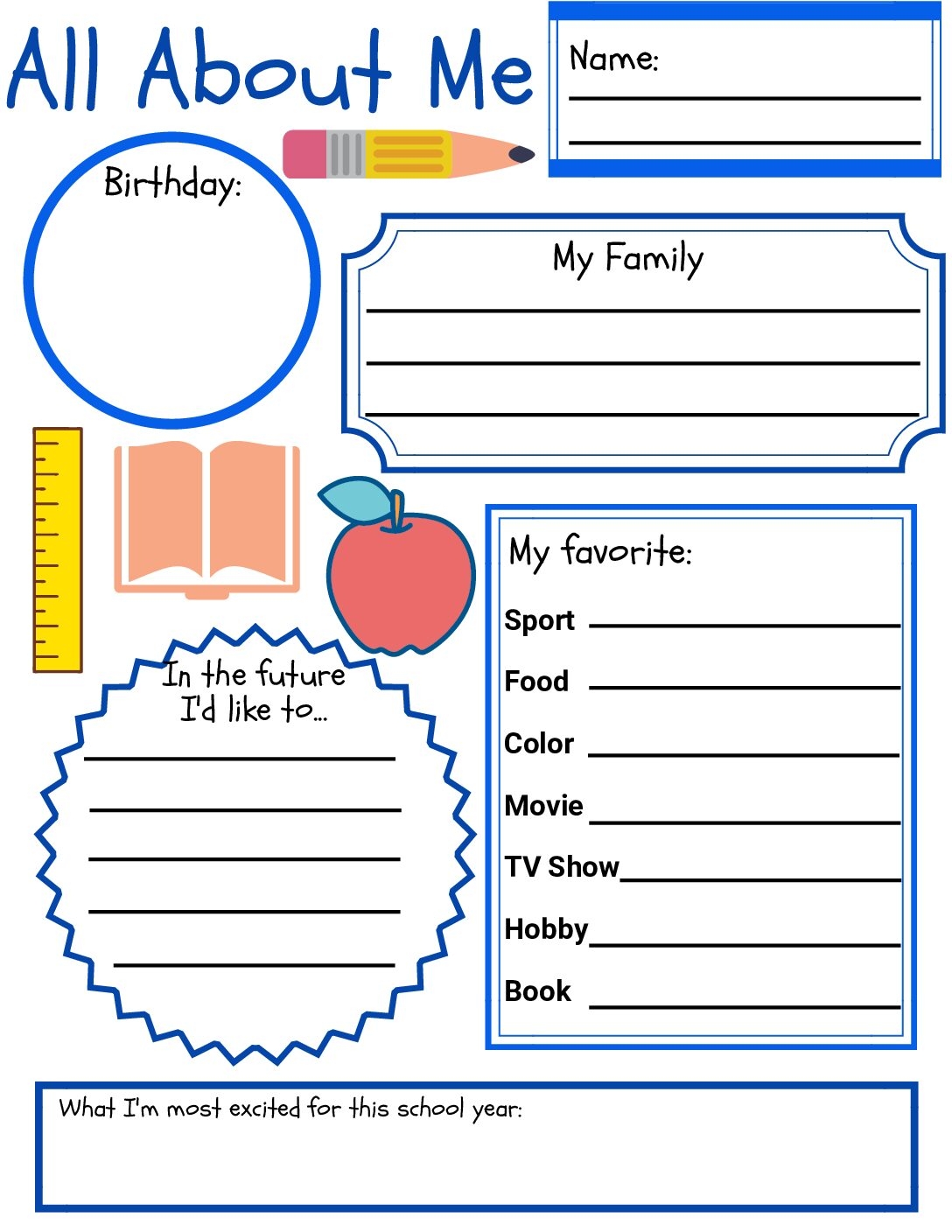 Printable All About Me Worksheet Worksheets For Kindergarten