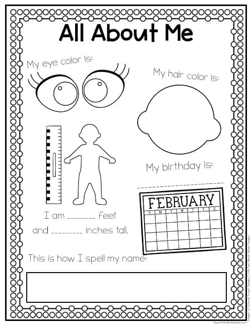 Printable All About Me Worksheet Worksheets For Kindergarten