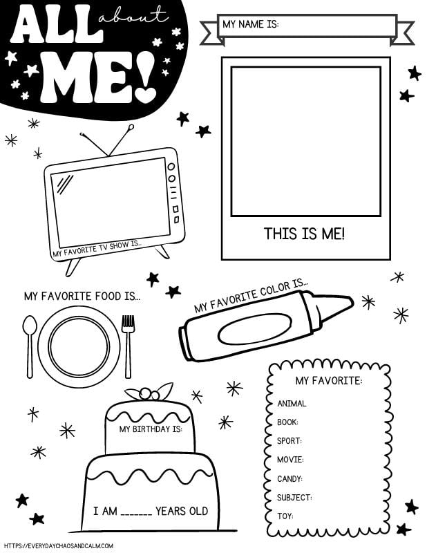 Printable All About Me Worksheet Worksheets For Kindergarten