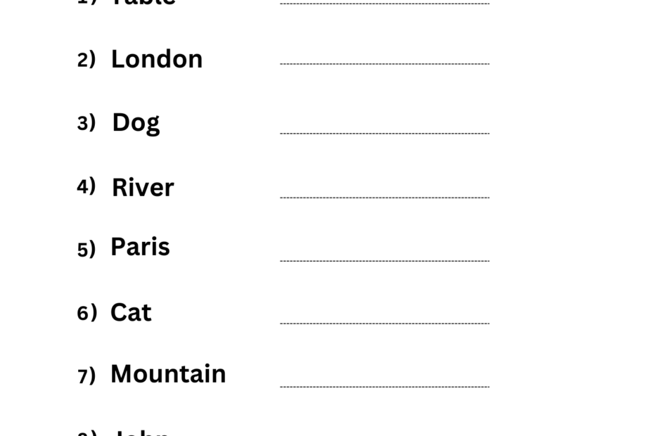 Printable Common Noun And Proper Nouns Worksheet For Grade 1