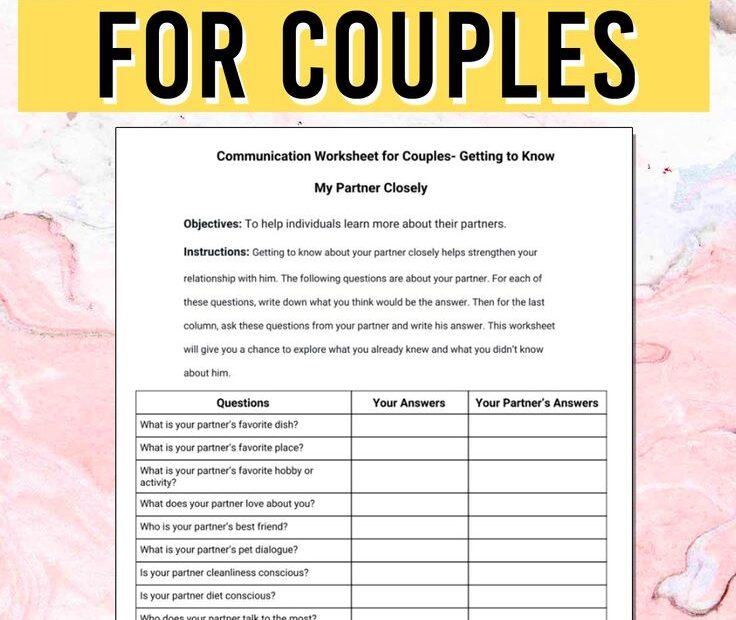 Printable Couples Communication Worksheets Printable Worksheets