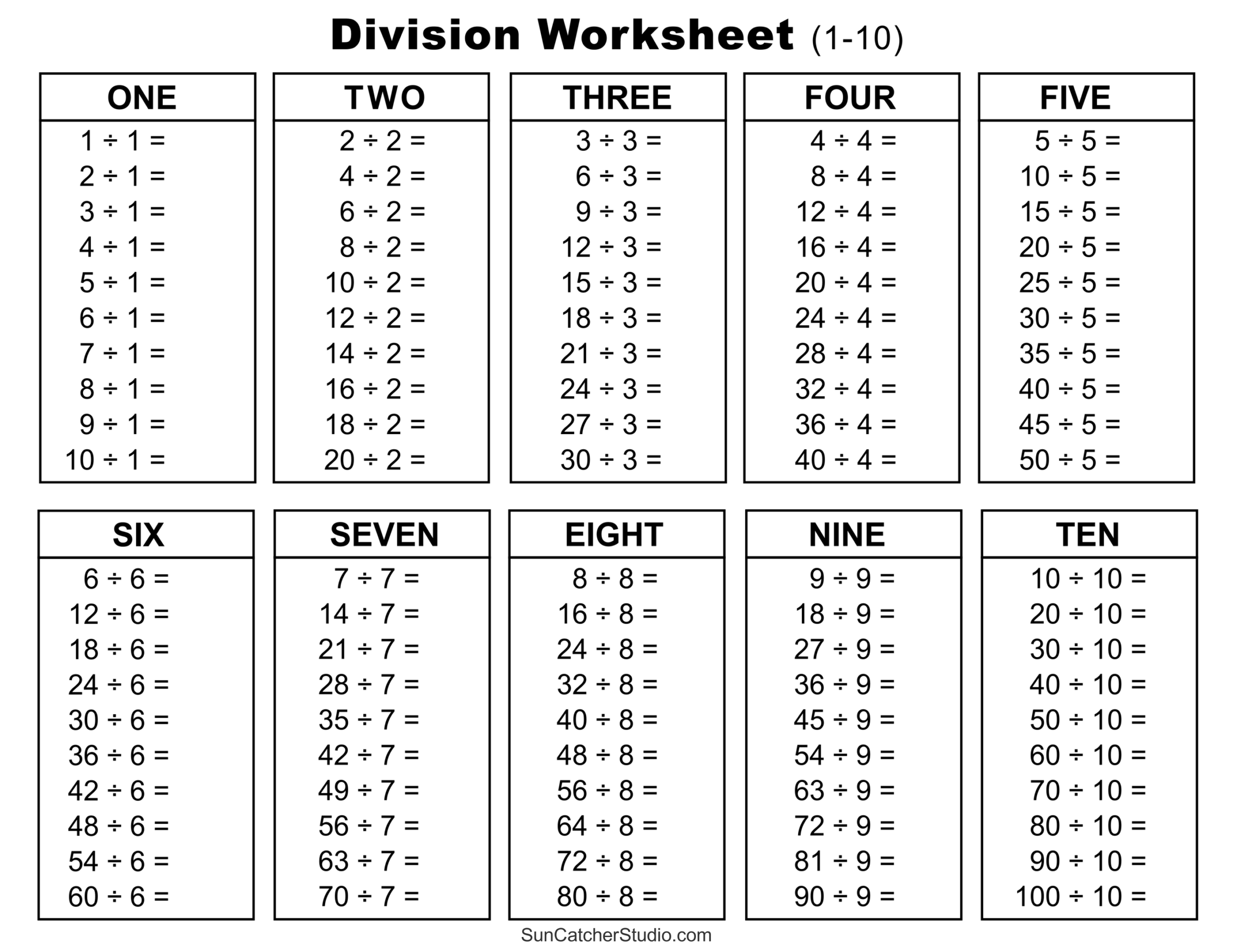 Printable Division Worksheets For Teachers MATH ZONE FOR KIDS 