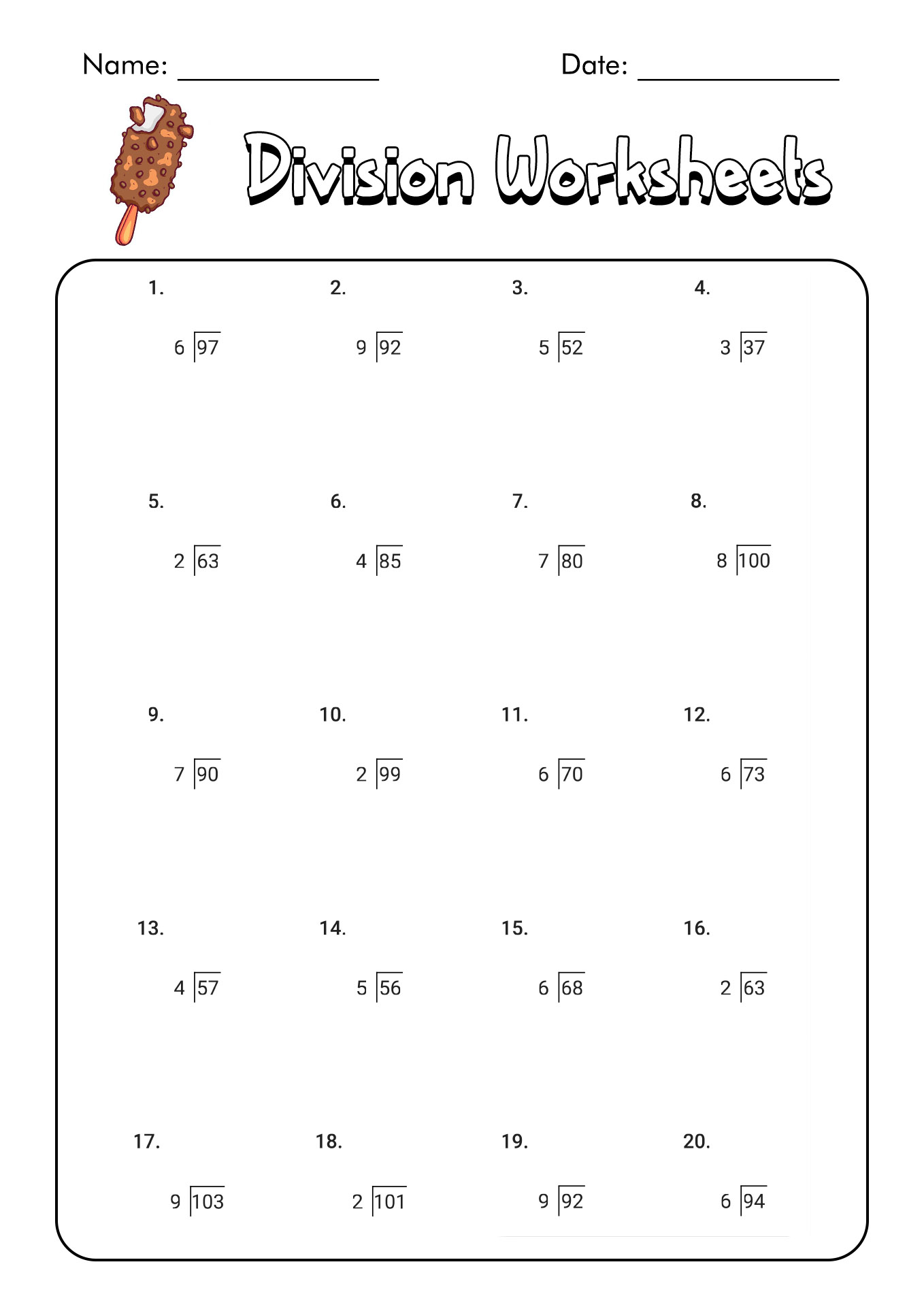 Printable Division Worksheets Printable Division Worksheets