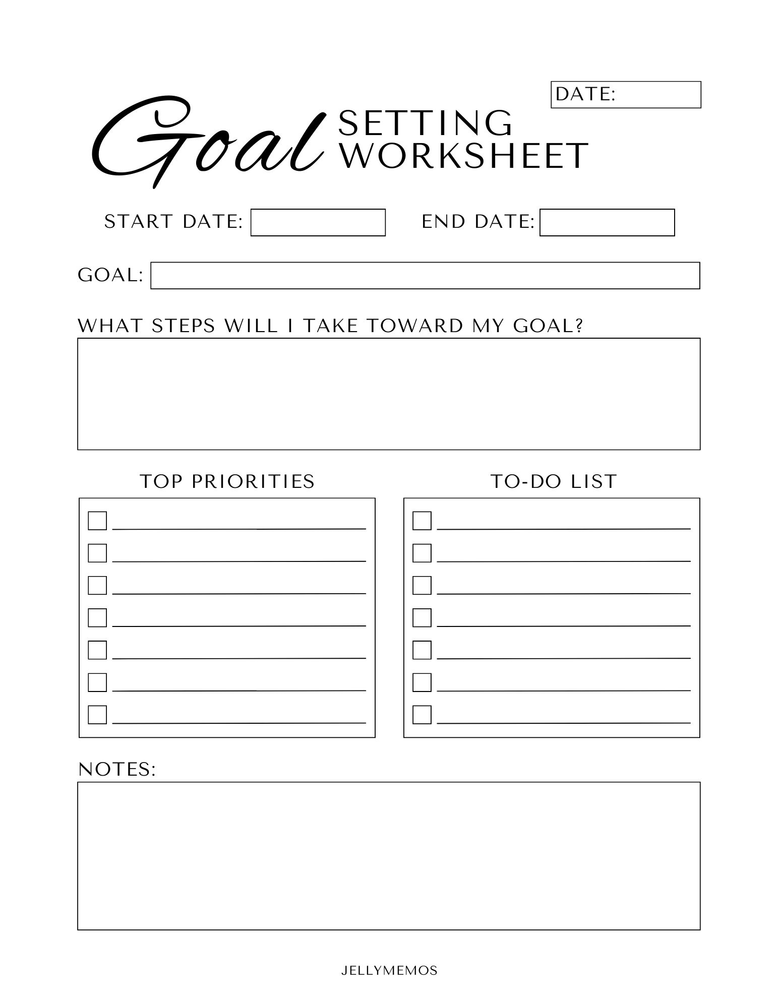 Printable Goal Setting Worksheet Printable New Year Banners