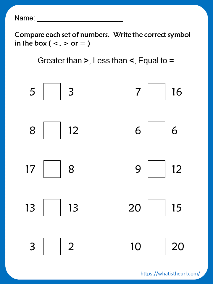 Printable Greater Than Less Than Worksheets