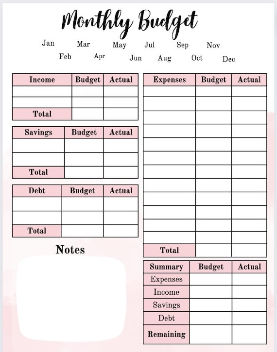 Printable Monthly Budget Template Biweekly Budget Worksheet Simple 