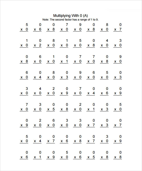Printable Multiplication Facts Worksheets