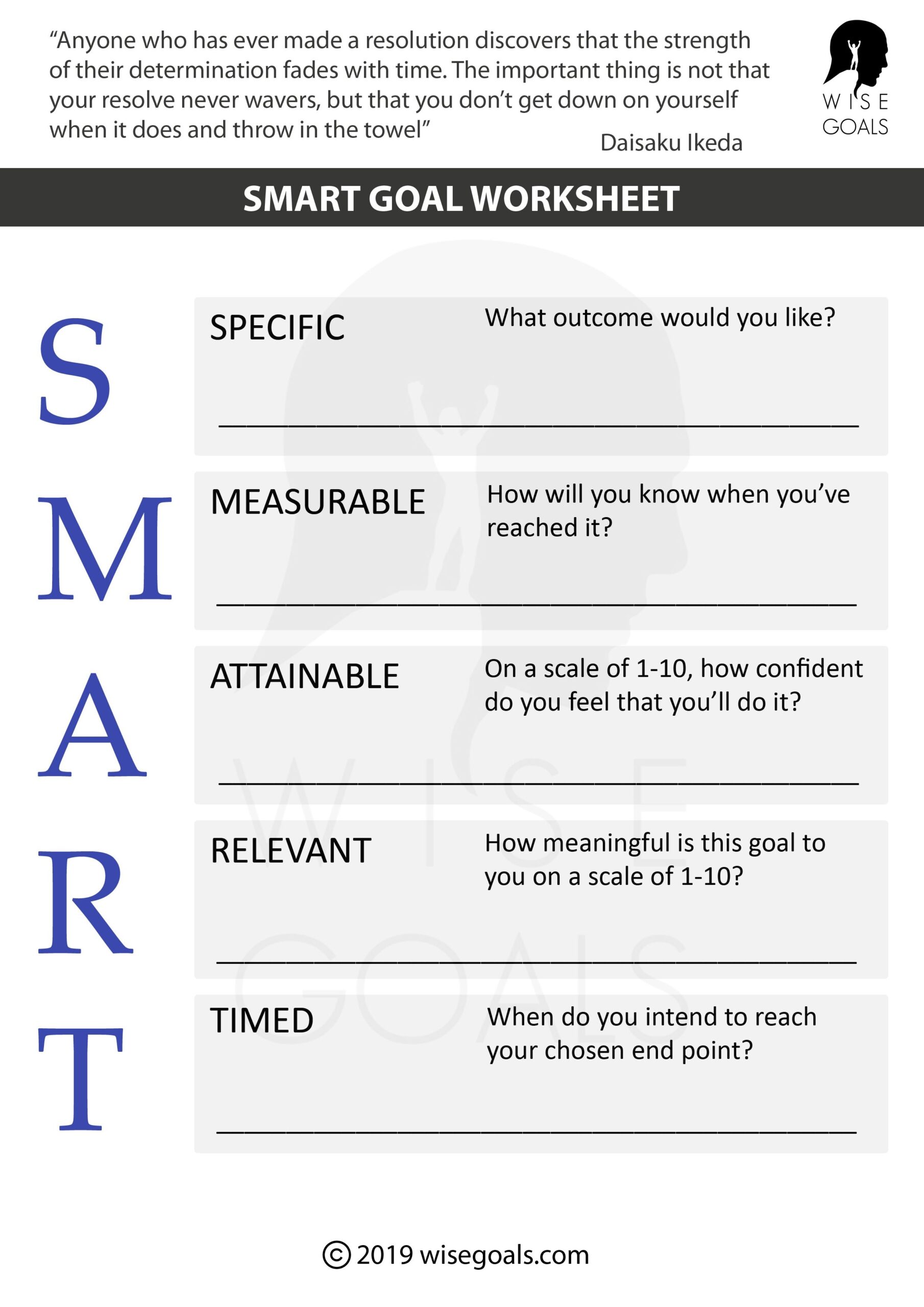 Printable Smart Goals Worksheet Free Printable Smart Goals W