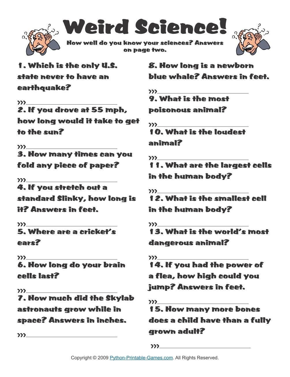Printable Trivia Worksheets Printable Words Worksheets