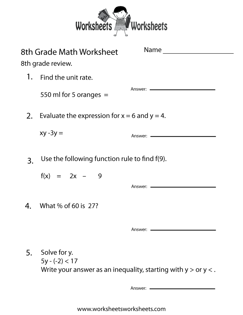 Printable Worksheets For 8th Graders