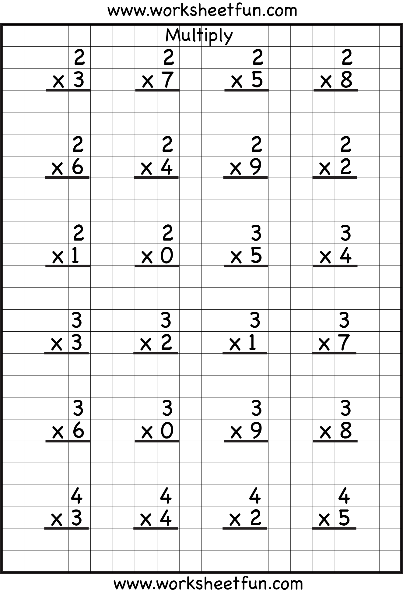 Printable Worksheets Multiplication