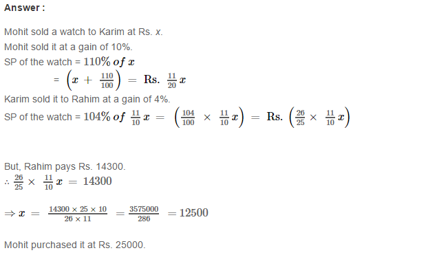 Profit And Loss RS Aggarwal Class 7 Maths Solutions Exercise 11A