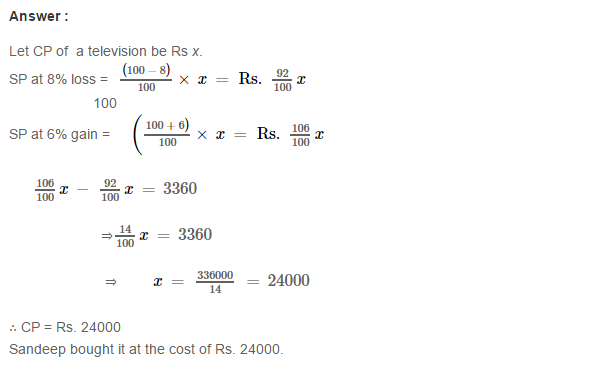 Profit And Loss RS Aggarwal Class 7 Maths Solutions Exercise 11A