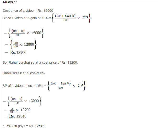 Profit And Loss RS Aggarwal Class 7 Maths Solutions Exercise 11A