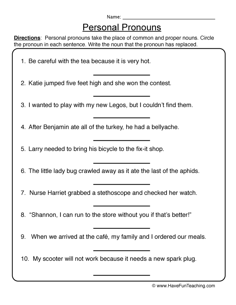 Pronoun Worksheets Have Fun Teaching