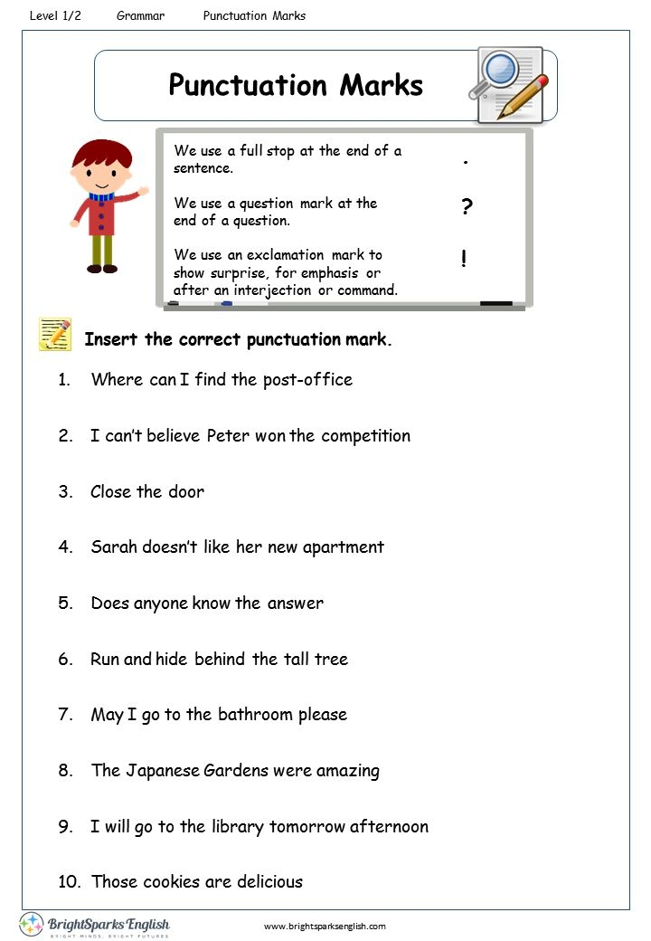 Punctuation Marks Worksheet English Treasure Trove 95E Lecciones De 
