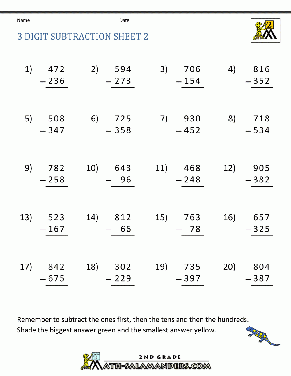 Regrouping Subtraction 3 Digit Numbers Regrouping Subtraction 3 Digit Numbers