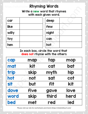 Rhyming Words Worksheet Your Home Teacher