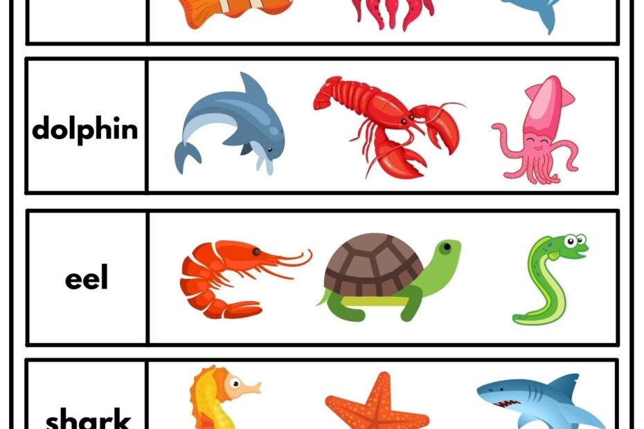 Sea Animals Read And Choose Worksheet For Kids And ESL Set 1