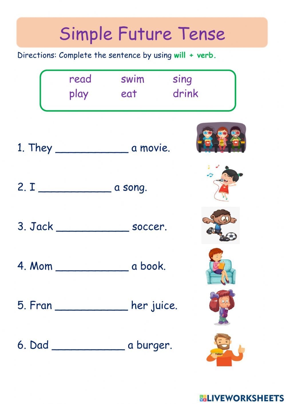 Simple Future Tense Interactive Activity English Lessons For Kids 